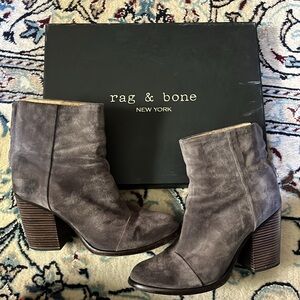 Rag & Bone Ashby Ankle Boot - Granite Grey Suede 8.5 38.5